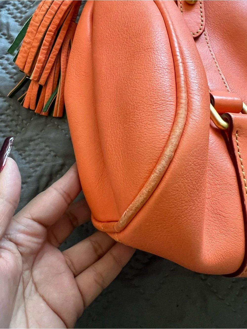 Dooney and Bourke Salmon Leather Satchel Handbag
